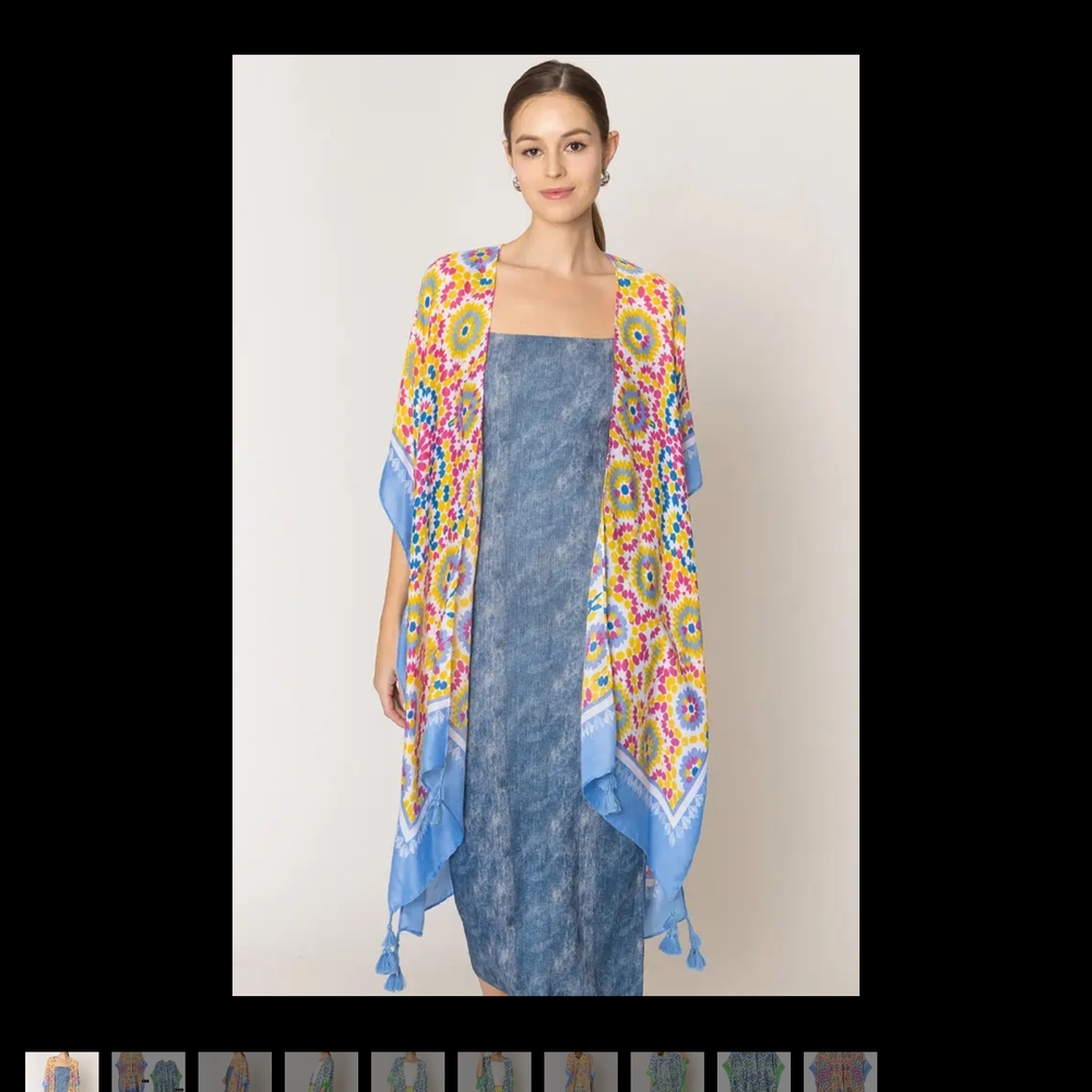 Floral Yellow and Blue Swim Coverup